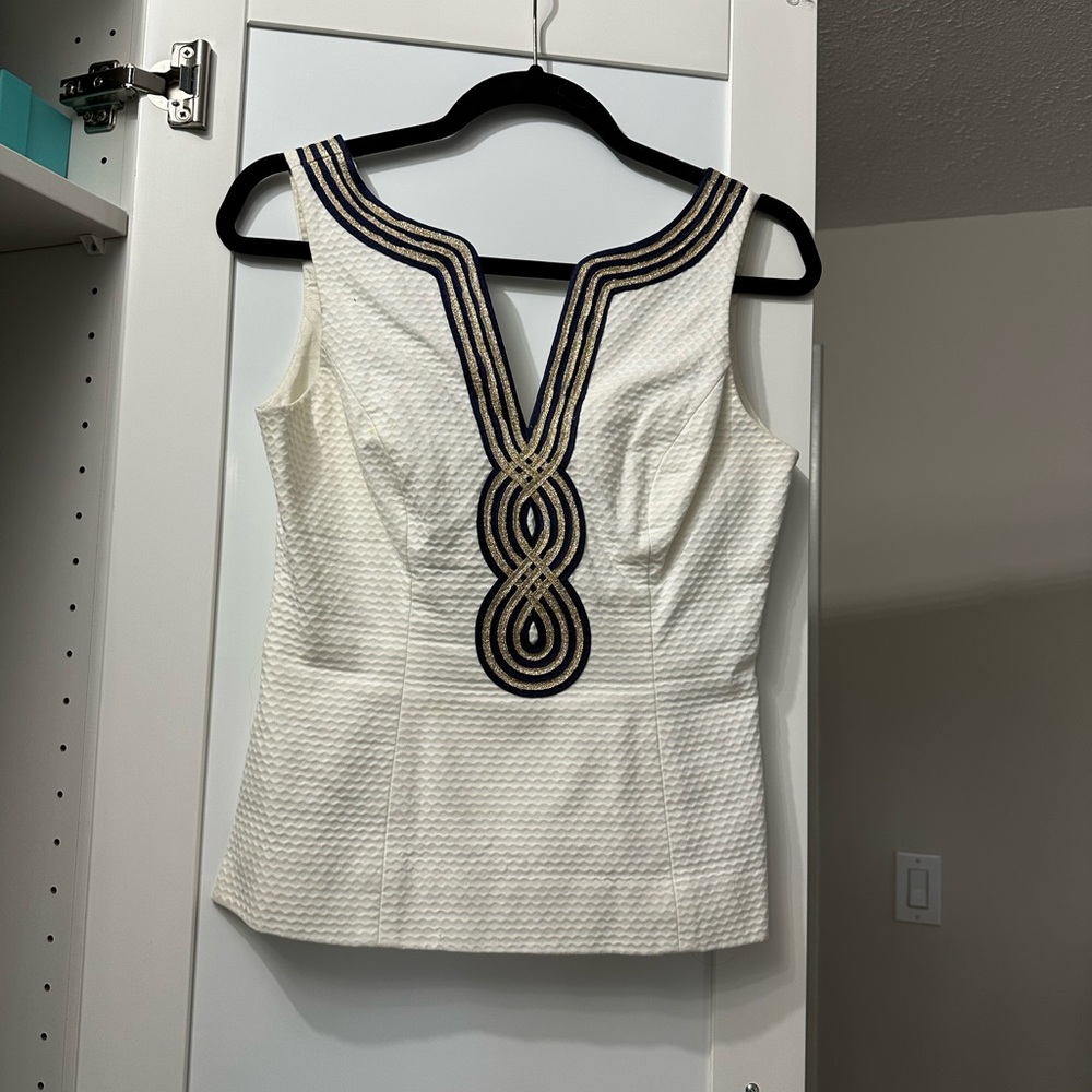 Elegant Lilly Pulitzer White Sleeveless Top